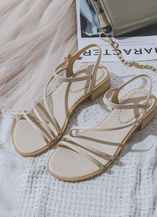 Mid-heel Toe Ring Roman Style Sandals