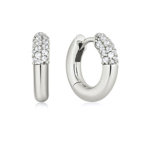 Sterling Silver Needle Street Fashion Geometry Pattern Round Rhinestone Earrings