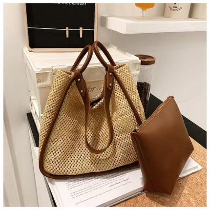 Large Capacity Contrast Colour Tote Handbags