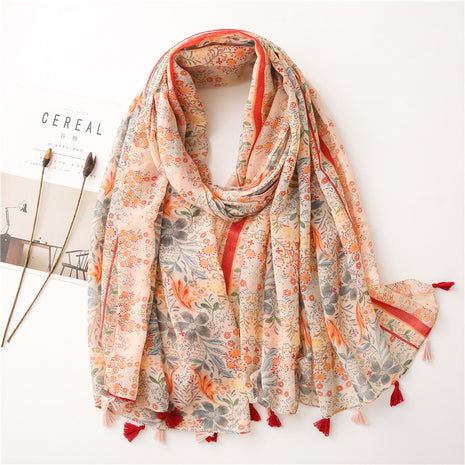 Japanese Style Artistic Cotton and Linen Scarf Bohemian Cashew