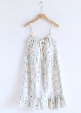 Sweet Floral Suspender Cotton Pyjamas