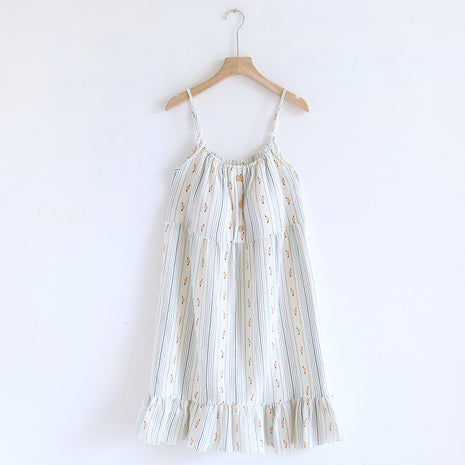 Sweet Floral Suspender Cotton Pyjamas