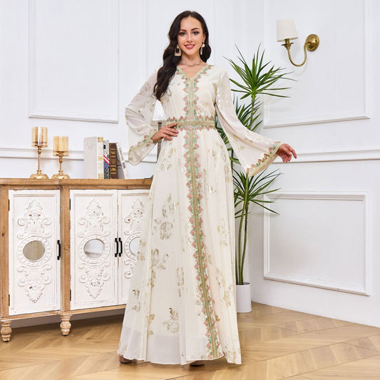 Ruffles Bronzing Embroidery Dress