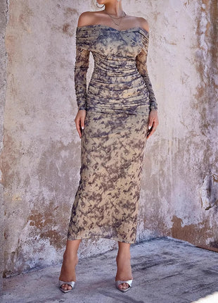 Mesh Rhinestones Slim Fit Dress