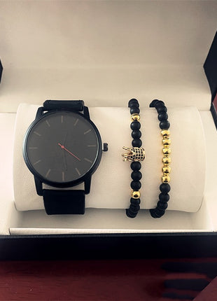 Large Dial Men's Casual Simple Scale Frosted Belt Quartz Watch Crown Bracelet