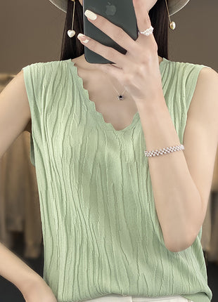 V-neck Ice Silk Camisole Sleeveless Top