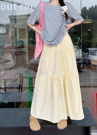 Plaid Embroidery Casual A- Line Skirt Free Size