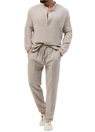 Casual Long Sleeve Shirt And Trousers Suit