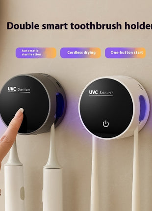 Disinfection Toothbrush Holder – Double UVC UV Sterilization, Drying &amp; Portable USB Charging Box
