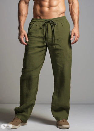 Breathable Drawstring Elastic Waist Cotton & Linen Casual Trousers