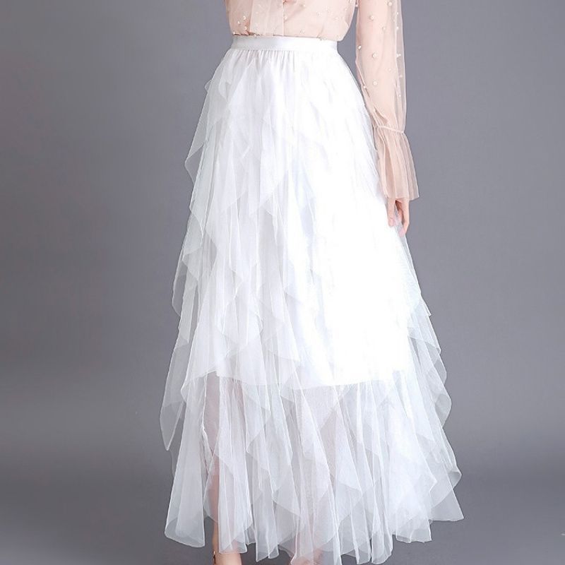 Korean Cake Mesh Pleated Skirt