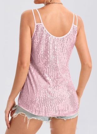 Sequins V-neck Strap Vest