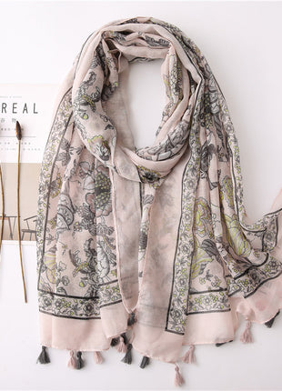 Japanese Style Artistic Cotton and Linen Scarf Bohemian Cashew