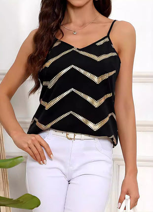 V-neck Bronzing Back Cross Backless Sling Top