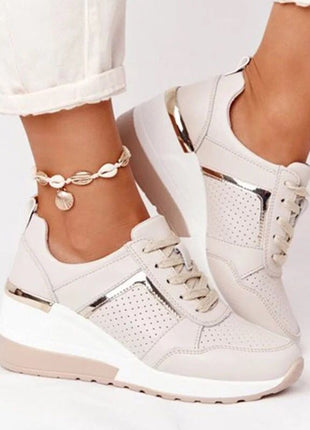 Plus Size Casual Platform Lace-up Wedge Shoes