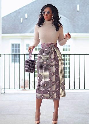 African Style High Waist Elastic Hip Slim Fit Skirt
