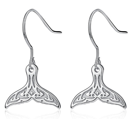 925 Sterling Silver Whale Tail Earrings