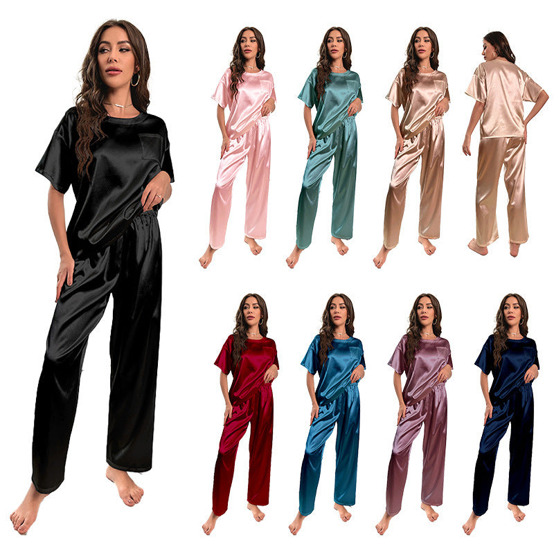 Ice Silk Short Sleeve & Trousers Pyjamas