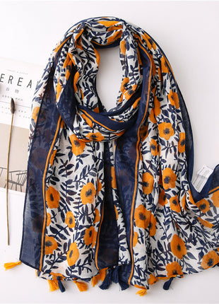 Japanese Style Artistic Cotton and Linen Scarf Bohemian Cashew