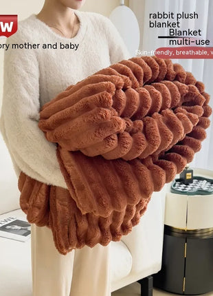 Soft Wind Bubble Blanket Rabbit Fur Double-sided Thickening Cover
