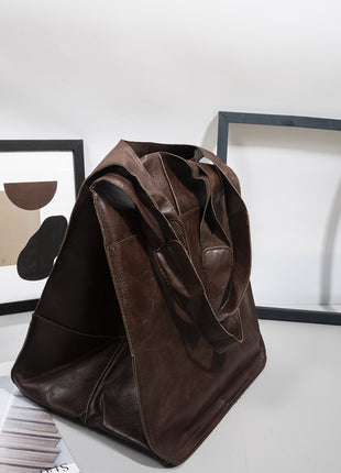 Simple Big Bag Soft Leather Shoulder Tote