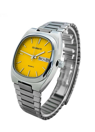 Fashion Simple Square White Shell Steel Belt Quartz Watch