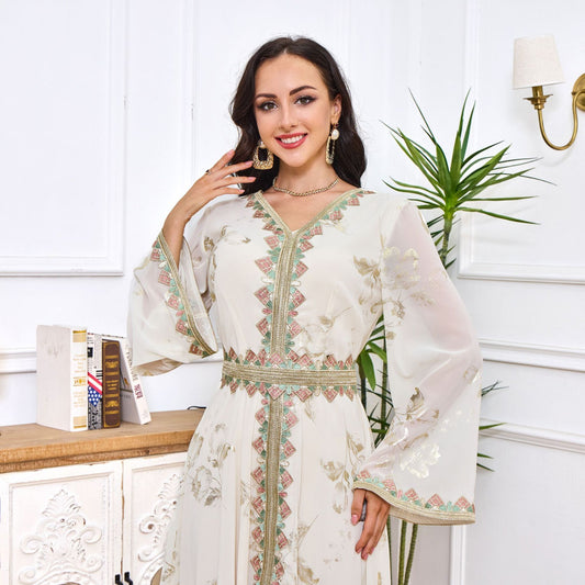 Ruffles Bronzing Embroidery Dress