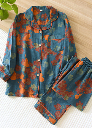 Cotton Gauze Yarn-dyed Jacquard Pyjama Set