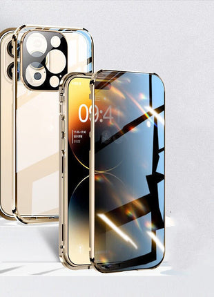 iPhone 11/12/13/14/15 Double-sided Glass Peep-proof All-inclusive Lens Magnetic Suction Case