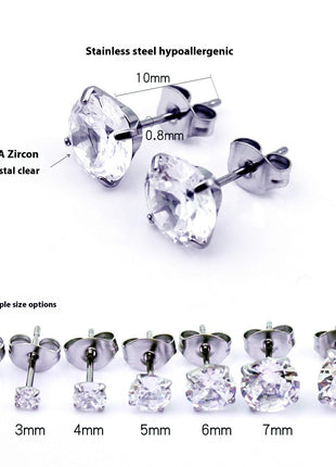 Butterfly Clasp Four-Claw Zircon Stud Earrings
