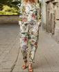 Casual Floral Round Neck Long-sleeve Suit