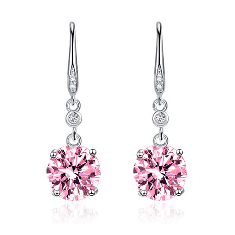Luxury Round Single Diamond Hook Earrings
