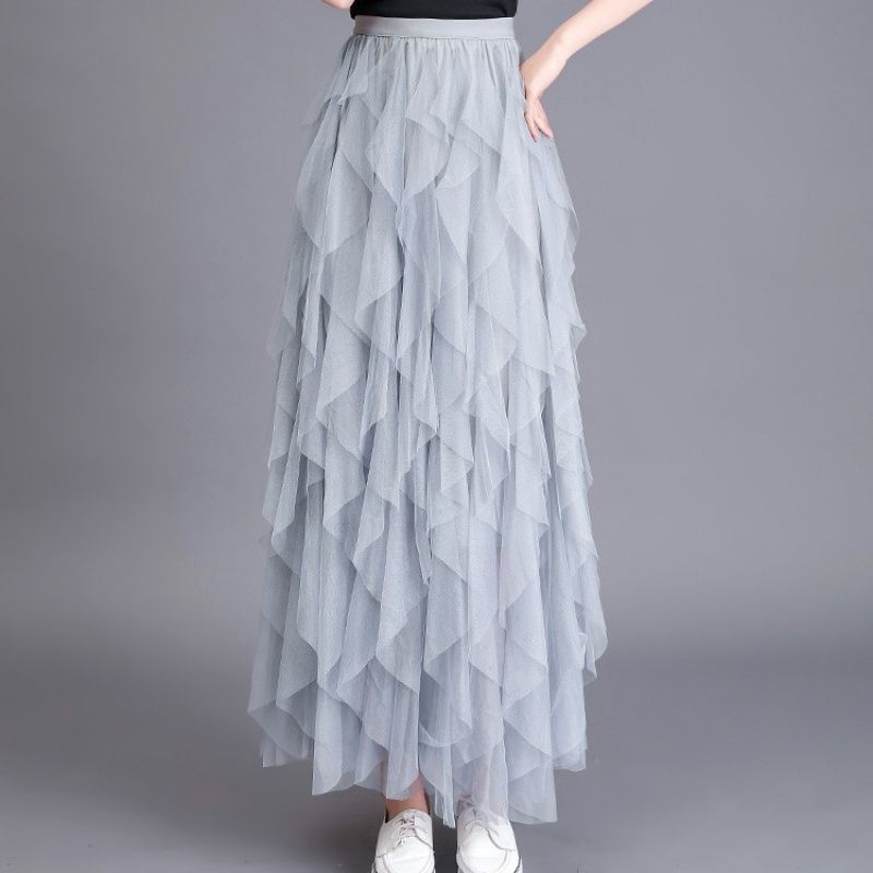 Korean Cake Mesh Pleated Skirt