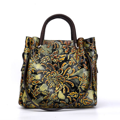 Trendy Three-dimensional Embossed First Layer Cowhide Bag