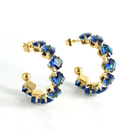 Stainless Steel Zircon Rhinestone Earrings