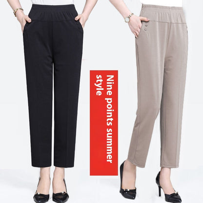 Ice Silk Thin Casual Straight-leg Cropped Pants