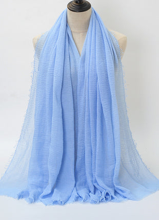 Pure Color Pleated Cotton Scarf Cotton And Linen Scarf