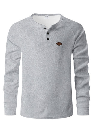 Waffle Buckle Quick-drying Raglan Henry Long Sleeve