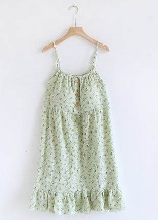 Sweet Floral Suspender Cotton Pyjamas