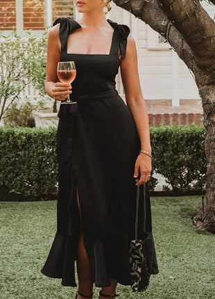 Temperament with Lace-up Dress