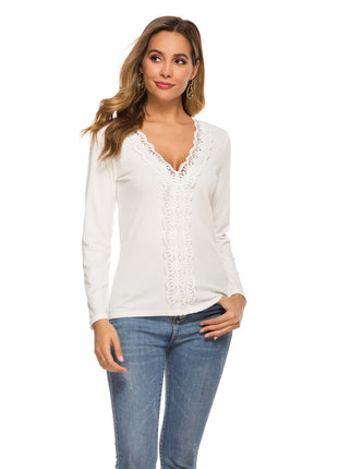 Lace Long Sleeve Slim Stretch Top