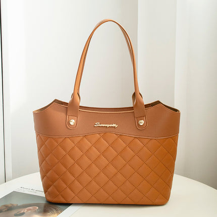Rhombus Leather Shoulder Handbag