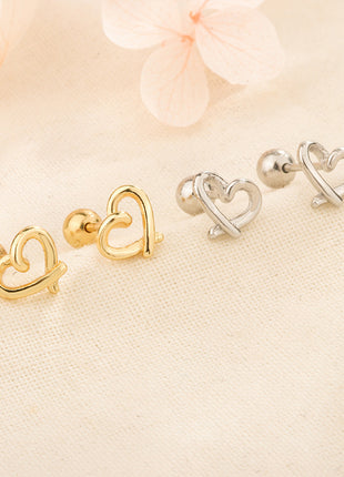 S925 Sweet Cutout Love Screw Ear Studs