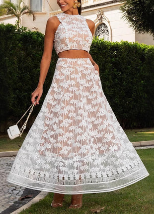 Vacation Vest Zipper Pocket Skirt Suit Set