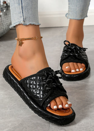 Plus Size Lace Up Slippers