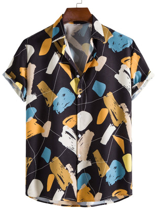 Casual Collar Slim-fit 3D Printed Shirt