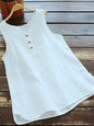 Korean Round Neck Loose Vest Cotton Linen Top