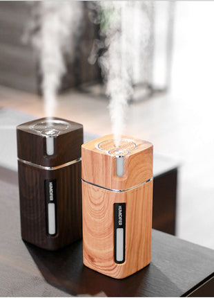 WoodGlow™ USB Ultrasonic Aroma Humidifier – Mini Mist Maker with LED Night Light