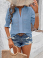 V-neck Puff Half Sleeve Hollow Hair Ball T-shirt Top