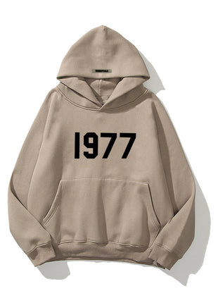 Fashion High Street Loose Fleece-lined 1977 Hoodies